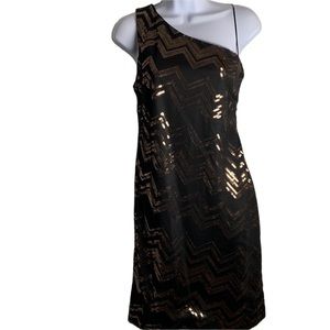 NW Nightway Sequin One Shoulder Cocktail Dress Size 8